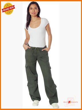 Vintage Paratrooper Cargo Pants Low Rise Baggy Y2K Drawstring Ankle